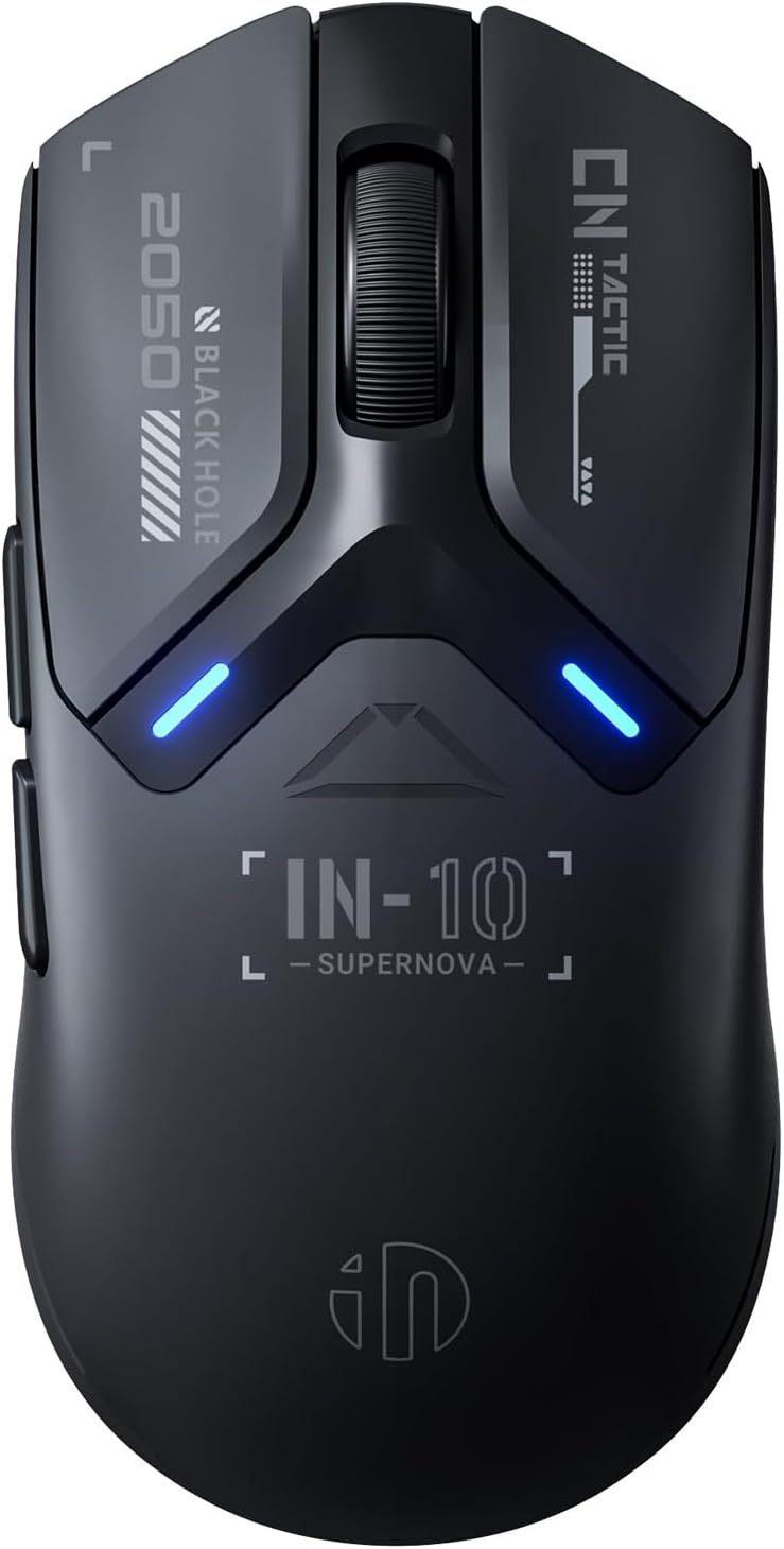 inphic IN10P Superlight Wireless Gaming Mouse, 60g, 8K Polling Rate, 26,000 DPI, Tri-Mode, PAW3395 Sensor, Fully Programmable - Image 1